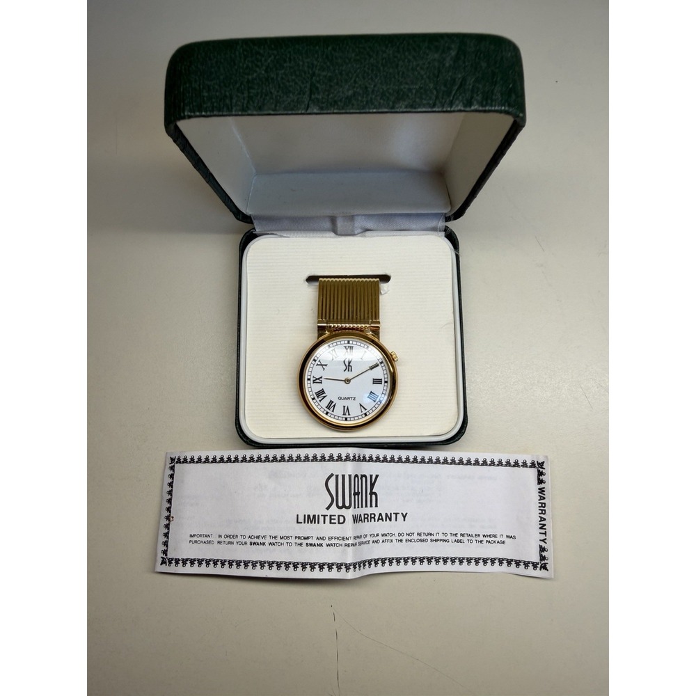 Vtg Swank 2" Gold Tone Lapel Clip Watch Flip-Up NIB USA Model 9458 Untested